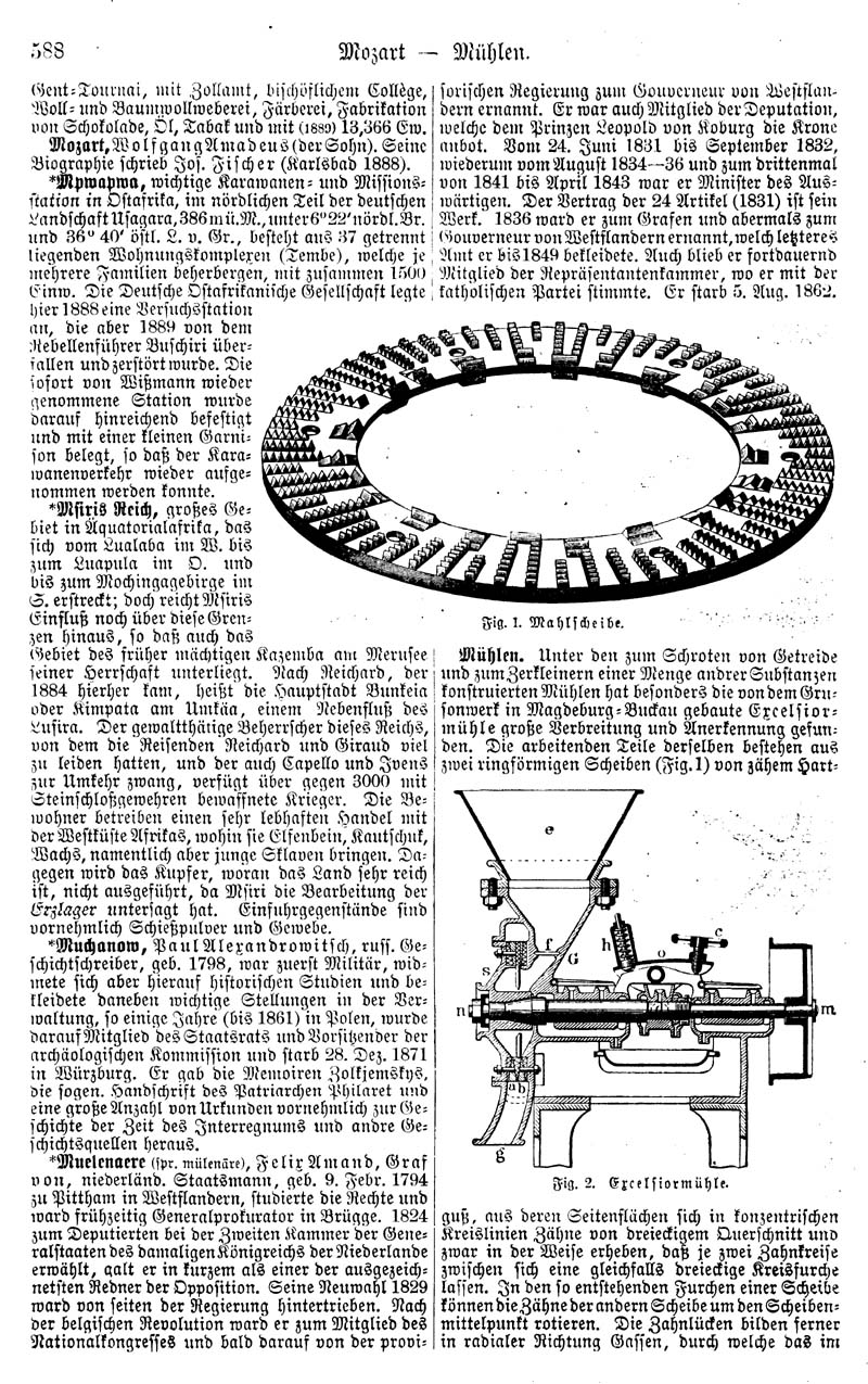 Eine Seite aus einem Buch mit einer Zeichnung einer Kreismaschine und Text, betitelt "Deutsches Patent 558", veröffentlicht 1881.