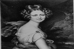 Schwarzes und weißes Porträt von Maria Feodorovna von Russland in einem Kleid, mit dunklem Hintergrund, ihr Gesicht ist sichtbar und sie schaut direkt in die Kamera.