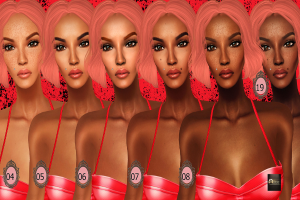 Eine animierte Abbildung mehrerer Frauen, die nebeneinander stehen und ähnlich aussehen, mit flackernden Gesichtern und Nummern von 04 bis 08 sowie einer weiteren Nummer 19.