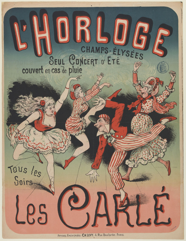 Ein lebendiges Konzertplakat für ein Event im Chorlage in Paris, das eine Gruppe von Menschen in bunten Kostümen mit strahlenden Gesichtern zeigt, umgeben von auffälligem Text auf einem hellgelben Hintergrund.