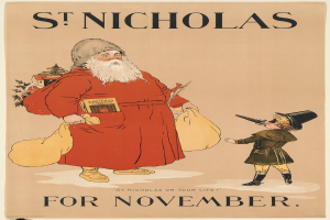 Der Einband des Buches "St. Nicholas für November" zeigt Santa Claus und ein Kind.