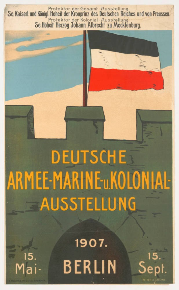Deutsche Flagge über informativem Text auf dem Plakat